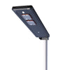 Solar courtyard street light head mounted on a short garden pole