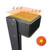 Slim aluminium solar garden bollard light beside a path