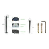 Slim aluminium solar garden bollard light beside a path