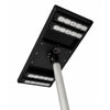 Double-sided solar parking lot light with four LED panels on a pole