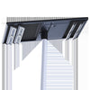 Double-sided solar parking lot light with four LED panels on a pole