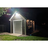 Solar pendant light with remote control hanging under a terrace roof