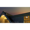 Wood-grain solar pendant light hanging in a gazebo with external solar panel