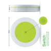 RGBW floating solar pool light changing colours in a swimming pool
