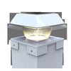 Solar post cap light on a timber fence post with adjustable colour
