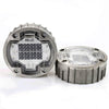 Heavy-duty die-cast aluminium solar road stud on a highway lane line