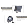 Three aluminium solar spot lights with shared solar panel lighting a garden