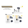 Three aluminium solar spot lights with shared solar panel lighting a garden