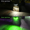 Aluminium solar wall light with sound sensor glowing blue on a wall
