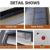 Aluminium solar wall light with sound sensor glowing blue on a wall
