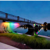 900mm RGB solar wall wash light casting coloured light up a wall